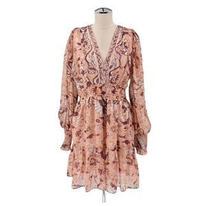 ANTHROPOLOGIE Dress Women’s OPT One Pretty Time Degage Floral Bird Print